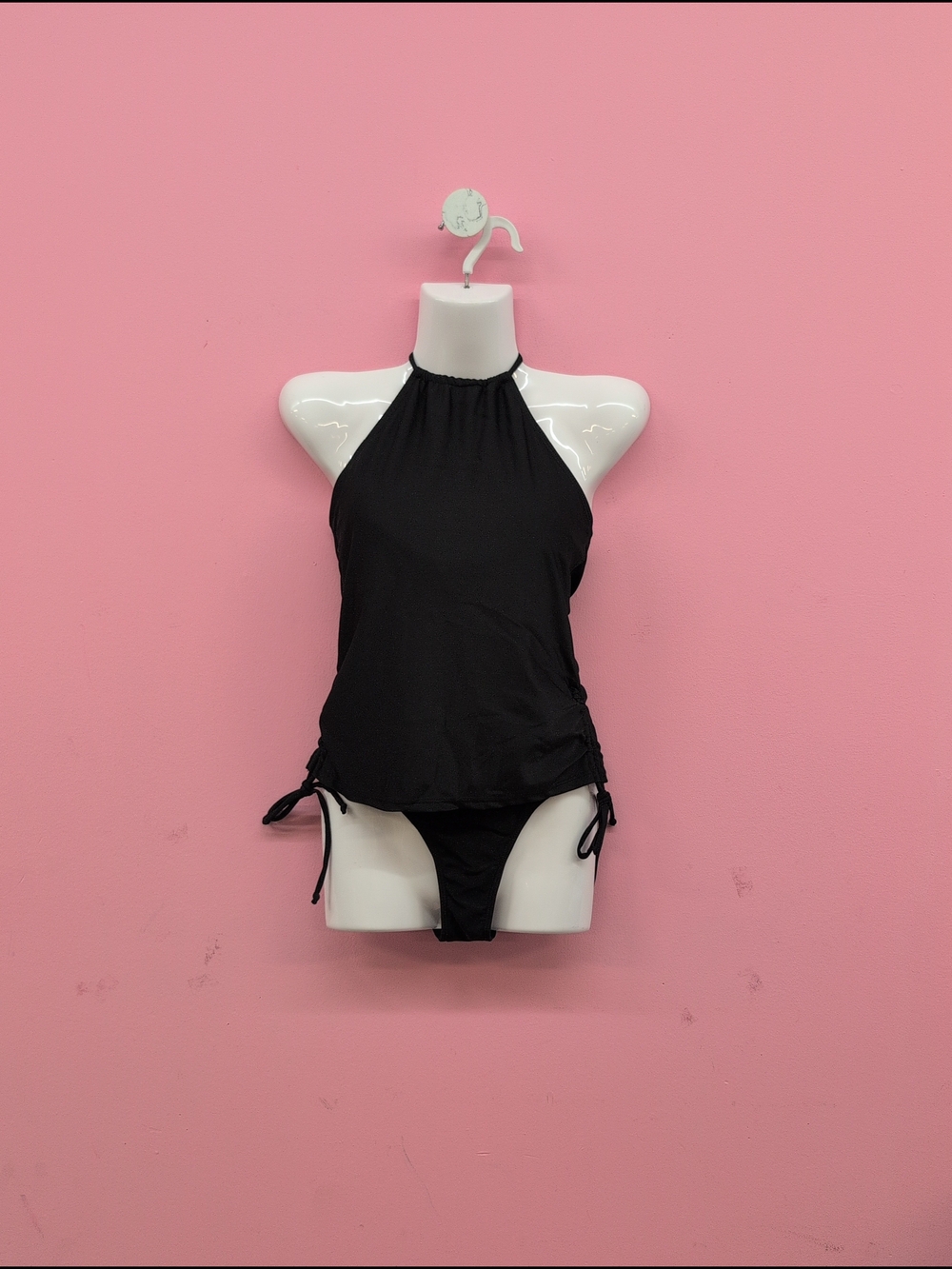 Women's Halter Neck Top With Tie Side Detail & High Cut Bottom 2Pcs Small Black